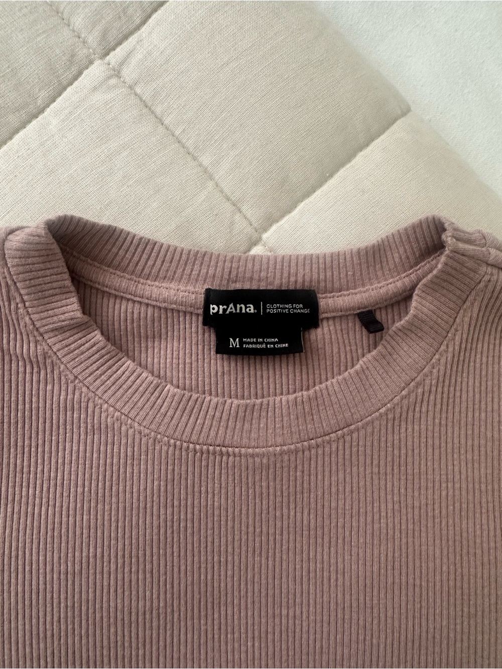 Prana Ribbed Short Sleeve Tee - Mauve Brown - Picture 3 of 5